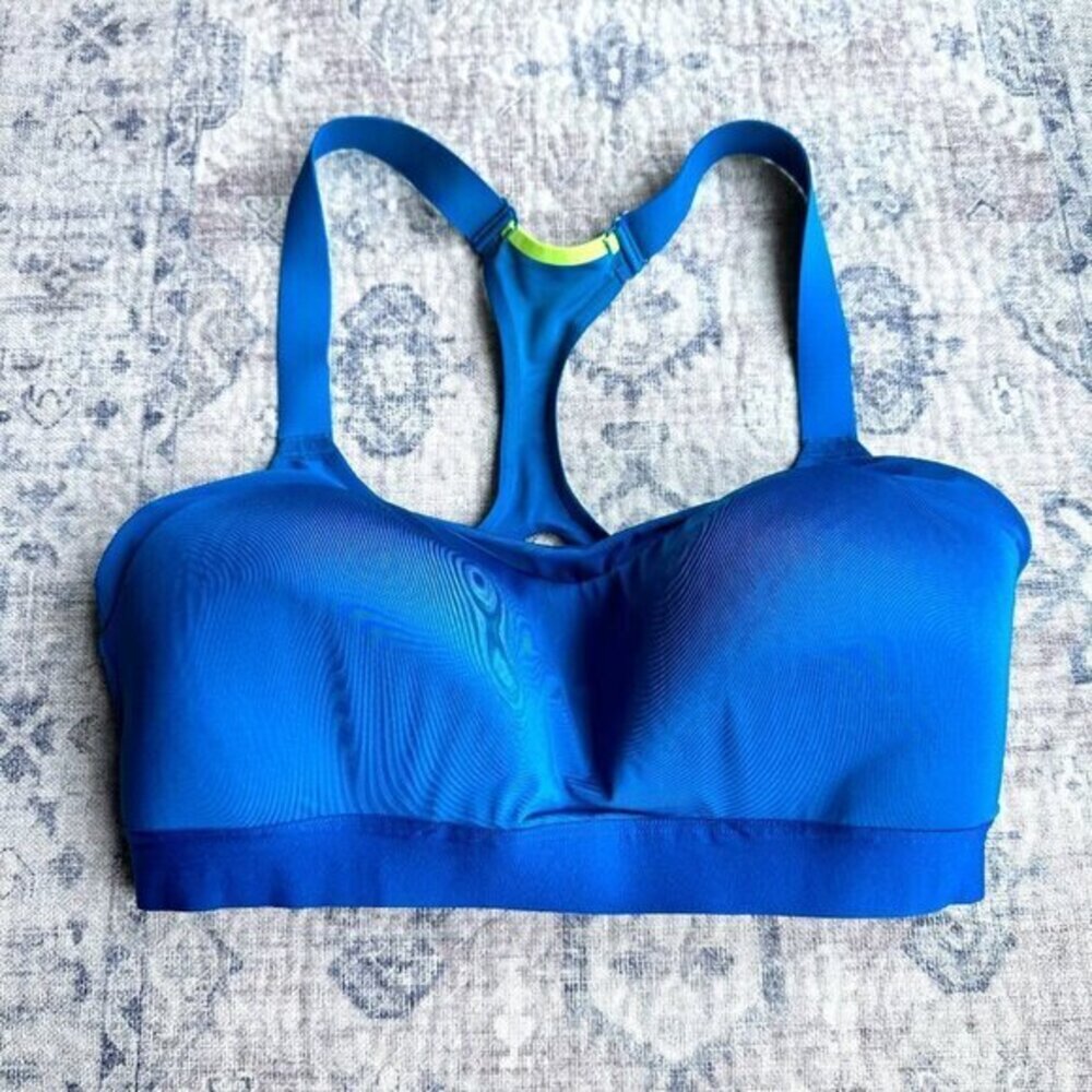 Brooks Dare Racerback Bra‎ Size 40DD Teal Blue Running Walking Workout Gym